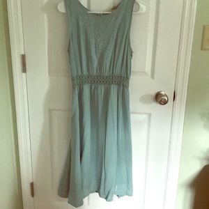 Sage embroidered mini dress